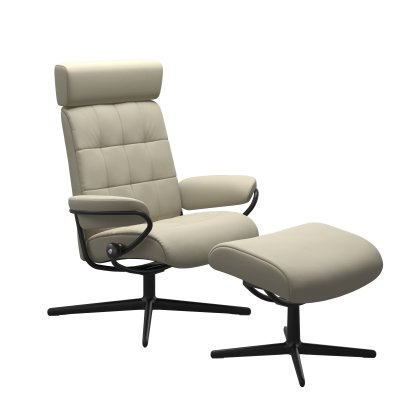Stressless® London Cross fauteuil met voetenbanken en verstelbare hoofdsteun