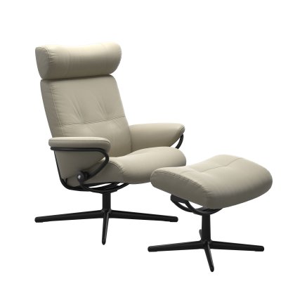 Stressless® Berlin Cross fauteuil met voetenbanken en verstelbare hoofdsteun